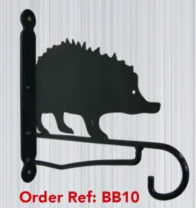 Hedgehog Feature Bracket - Steel Hanging Basket Holder - Steel - H33 cm