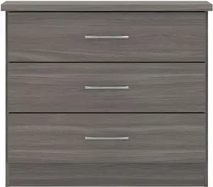 Nevada 3 Drawer Chest of Drawers Black Wood Grain Effect