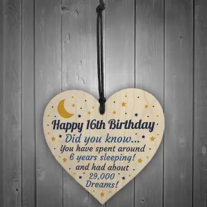 Red Ocean 16th Birthday Card For Daughter Son Wooden Heart Novelty 16th Gift Keepsake