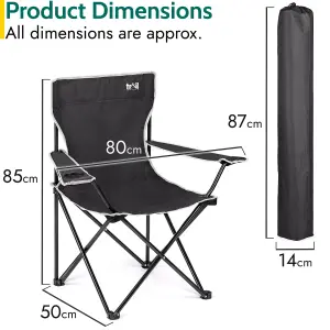 Folding Camping Chair Lightweight Portable With Cup Holder Fishing Outdoor Black Trail