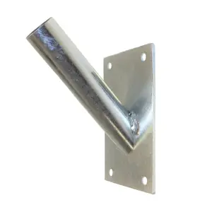 Single Flag Pole Holder - Wall Mounted Flag Pole Bracket, Galvanised (Silver), Rust and Weather Resistant, Heavy Duty