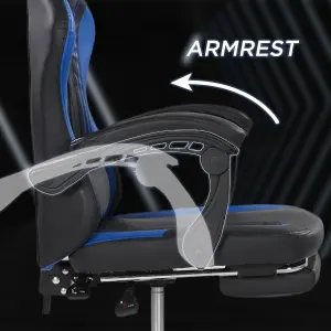 Alivio 360 Swivel Gaming Chair with Footrest Lumbar Support Back Support - Blue & Black