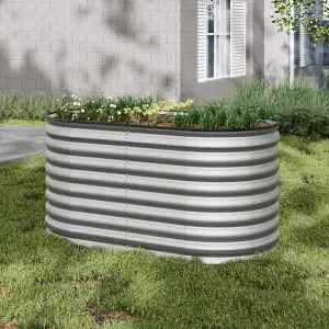 Silver Oval Three-grid Metal Raised Bed Galvanized Raised Planter Box Outdoor Raised Garden Bed Kit