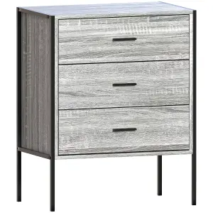 Vida Designs Brooklyn Grey 3 Drawer Chest (H)795mm (W)630mm (D)400mm