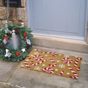 Christmas Multicolour Candy Cane Door mat, 57cm x 40cm