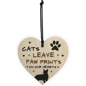 Cats Leave Paw Prints On Our Heart Wood Plaque Cat Lover Gift Cat Sign Family Gift