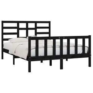 Berkfield Bed Frame Black Solid Wood Pine 120x200 cm