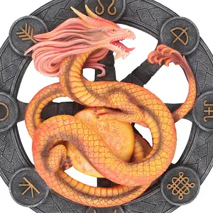 Anne Stokes Litha Resin Dragon Plaque Orange/Grey (One Size)