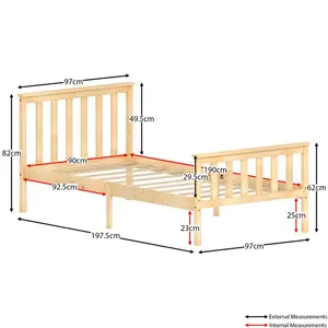 Vida Designs Milan Bed Frame Pine / Single (3')