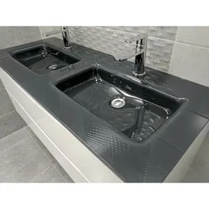 Stanhope 1200mm Double Bathroom Vanity with Integrated Glass Basin Grey