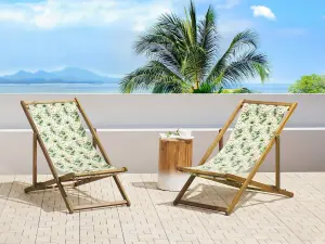 Sun Lounger Wood Light Brown ANZIO