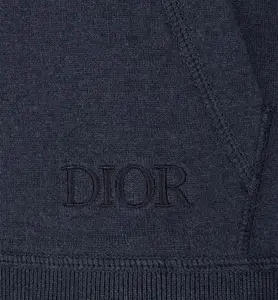 DIOR Hooded Track Jacket Navy Blue Cotton Knit And Cashmere - Size XS - Men