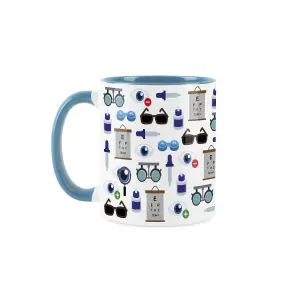 Optician Mug - Humourous Trades Funny Novelty Gift - Tea/Coffee Hot Drinks Blue Ceramic Cup Present for Eye Specialists/Eye Doctor