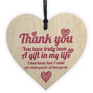 Red Ocean Thank You Gift Colleague Teacher Mentor Nursery Nurse Friendship Wooden Hanging Heart Plaque Gift