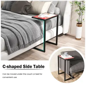 Costway Sofa Side Table C-Shaped Outdoor Coffee Snack Table Laptop Stand Metal Frame