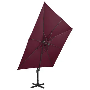 Berkfield Cantilever Umbrella with Double Top 300x300 cm Bordeaux Red