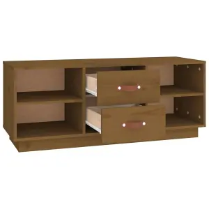 Berkfield TV Cabinet Honey Brown 100x34x40 cm Solid Wood Pine