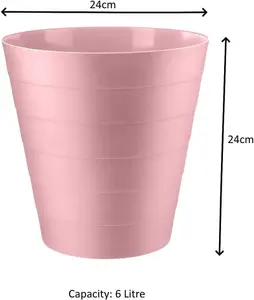 MantraRaj Plastic Waste Paper Bin 6L Round Waste Basket Trash Can Lightweight Rubbish Bin (Pink)