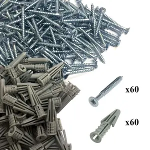 120 x Plasterboard Raw Plugs & Pozi Screws for Fixing to Dry Line Cavity Walls