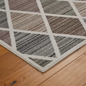 Modern Easy to Clean Multicoloured Chequered Geometric Rug for Living Room Dining Room & Bedroom-80cm X 150cm