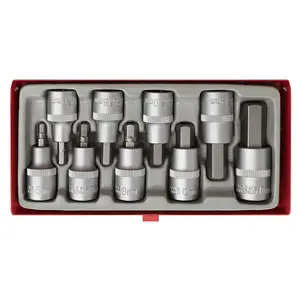 Sealey Hex Socket Bit Set Chrome Vanadium Steel 9 Pieces 1/2" Square Drive AK620