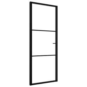 Berkfield Interior Door ESG Glass and Aluminium 76x201.5 cm Black