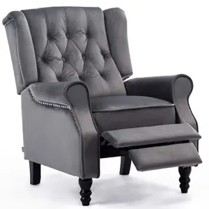 Althorpe Wing Back Fireside Recliner Velvet Occasional Armchair Sofa Chair (Grey, Velvet)