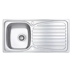 JASSFERRY Kitchen Sink Inset Stainless Steel Single Bowl Reversible Drainer