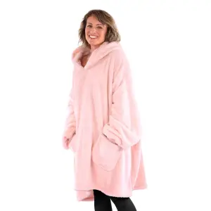 Snug Rug Hoodie Pink Quartz Wearable Blanket Oversized Hooded Blankets for Adults Hooded