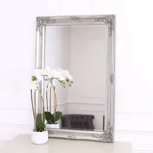 Andrews Flat Wall Mirror Antique Silver / 100cm x 70cm W