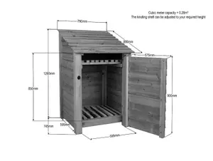 Wooden tool store with storage shelf, garden storage W-79cm, H-126cm, D-88cm - natural (light green) finish