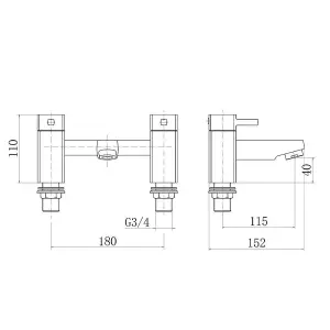 Rinse Bathrooms Bathroom Double Lever Bath Tub Filler Mixer Tap