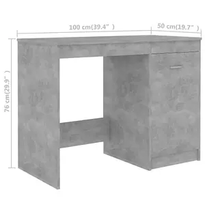 Berkfield Desk Concrete Grey 140x50x76 cm Engineered Wood