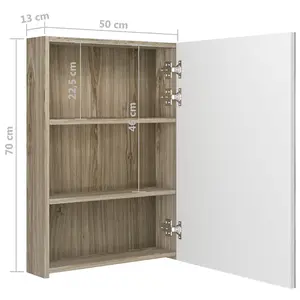 Berkfield LED Bathroom Mirror Cabinet White and Oak 50x13x70 cm