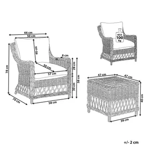 Garden Chair RIBOLLA with Footstool Rattan Natural