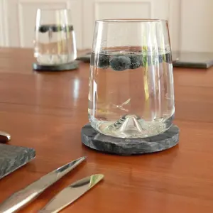 Argon Tableware - Marble Placemats & Round Coasters Set - 12pc - Black