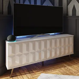 Elevate White Corner TV Cabinet with mood lighting & Intelligent eye