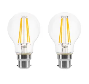 60w Equivalent LED Traditional Looking Filament Light Bulb A60 GLS B22 Bayonet 4.5w LED - Warm White - Pack of 2