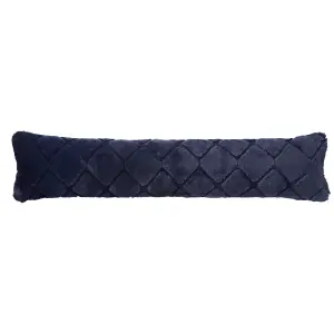 Catherine Lansfield Cosy Diamond Faux Fur Door Draught Excluder Navy Blue