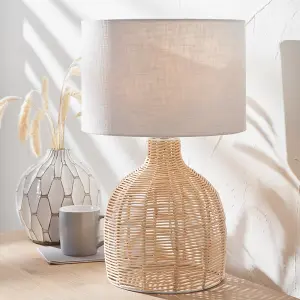 Natural Rattan Table Lamp with Shade