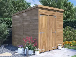 Dunster House Bike Shed 1.8m x 2.4m Storage Garden Building Wooden Pressure Treated Overlord Pent