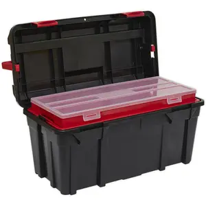 Durable Portable Toolbox with Locking Handle and Tote Tray - 580 x 285 x 290mm