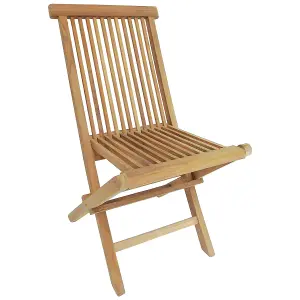 Charles Bentley Pair of Solid Wooden Teak Outdoor Folding Garden Patio Chairs