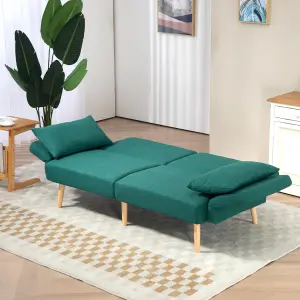 HOMCOM Convertible Sofa Bed Settee with Cushions, Adjustable Backrest, Green