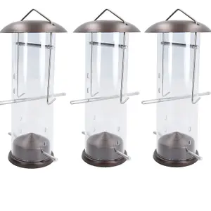 3PK Small Deluxe Bird Feeder Nyjer Seed Holder Hanging Feed Station Wild Birds