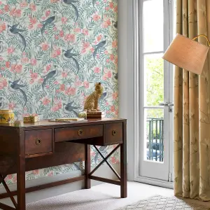 Laura Ashley Osterley Rosewood Floral Smooth Wallpaper Sample