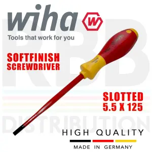 Wiha Slotted Screwdriver 5.5mm Flat Head SlimFix 1000v VDE Electrician 35391