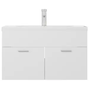 Berkfield Sink Cabinet with Built-in Basin White Engineered Wood