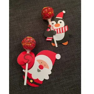 50PCS Father Christmas Pattern Lollipop Decorative Paper Cards