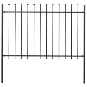 Berkfield Garden Fence with Spear Top Steel 1.7x1.2 m Black